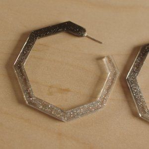 Handcrafted Earrings Dangle Geometric Hoops Black